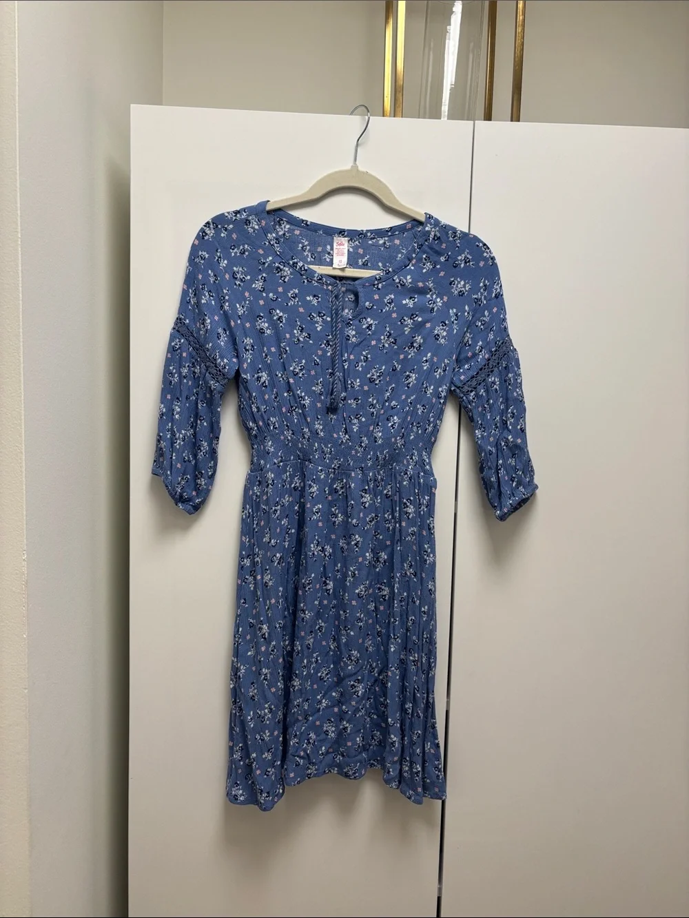 Justice Blue Floral Midi Dress with Button Detail